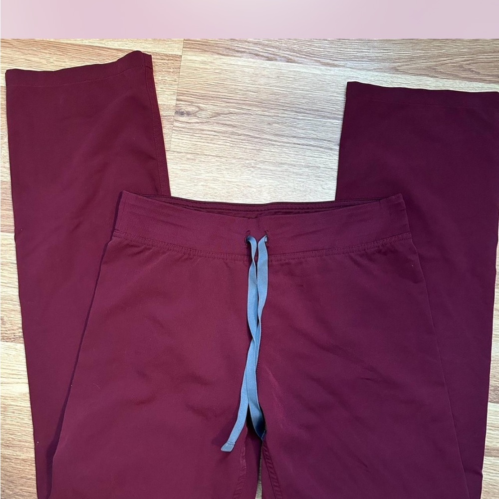 Figs Women's Burgundy Pants with Gray Drawstring